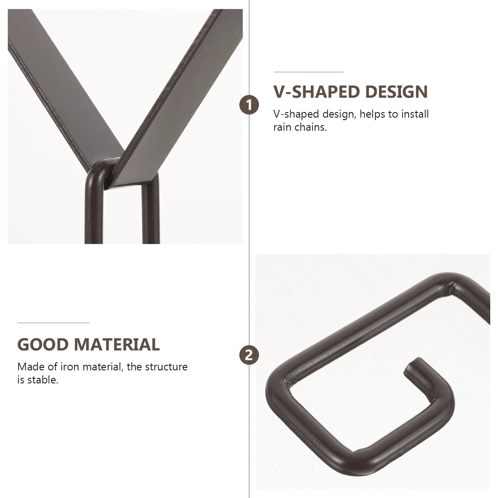 1 set Rain Chain Hook Set Iron Gutter Clip Black Hooks Component Metal Decor Gutters Durable Safe Longtime Use Practical Stable