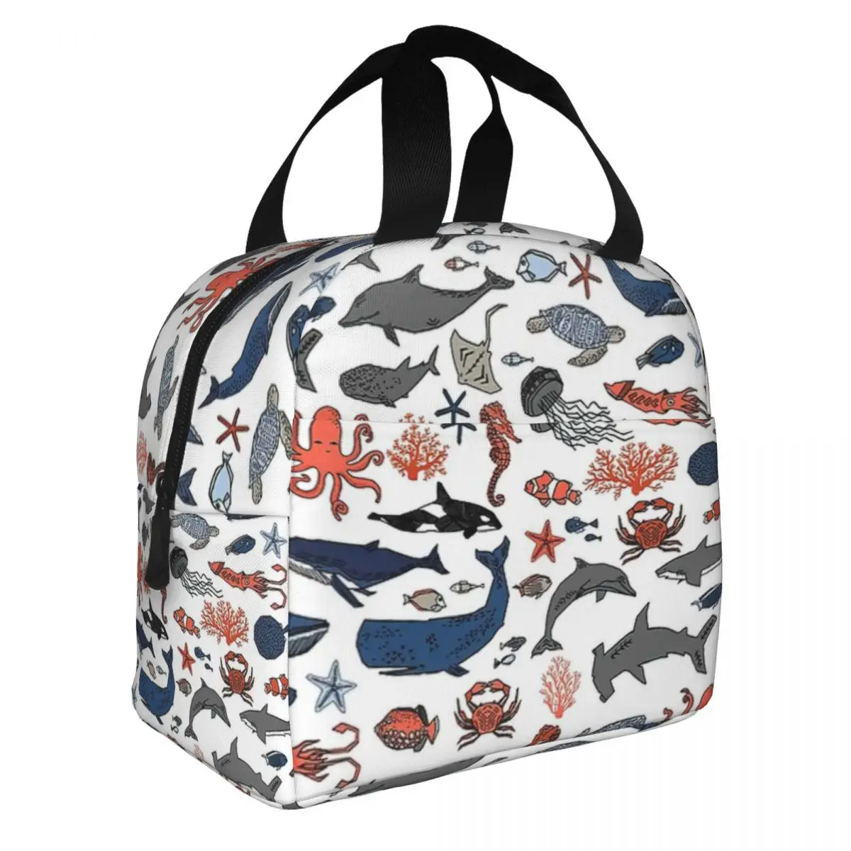 

Ocean Animals By Andrea Lauren Lunch Bento Bags Portable Aluminum Foil thickened Thermal Cloth Lunch Bag for Women Men Boy