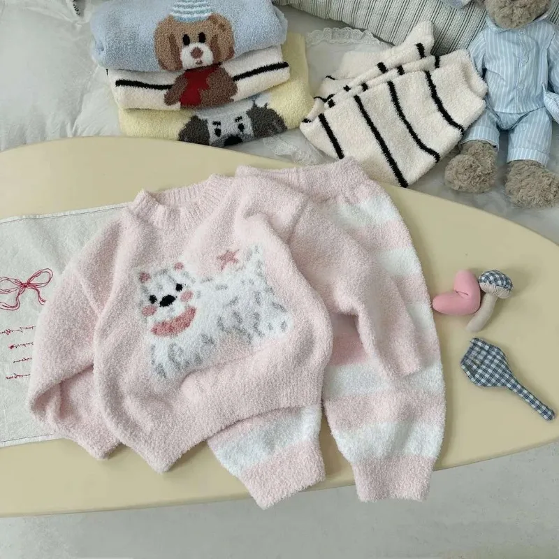 مجموعة ملابس مريحة من الصوف المرجاني السميك للأطفال لخريف وشتاء 2025: للجنسين، ناعمة دافئة، ملابس مكونة من قطعتين للمنزل والملابس غير الرسمية #6