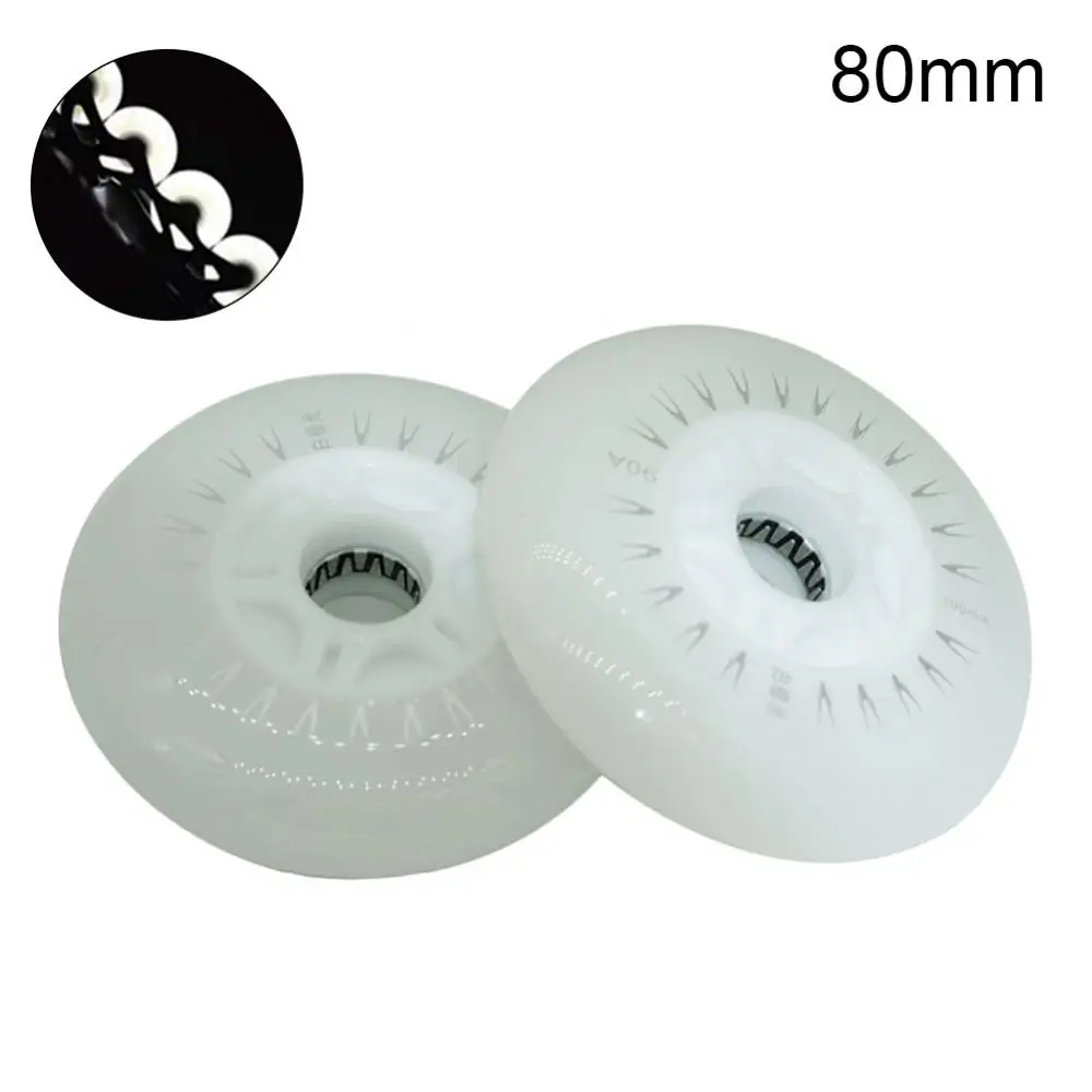 Flash inline rodas de skate, TPR, velocidade em linha, luz LED, piscando rodas de rolo, acessórios esportivos, 80mm, 76mm, 72mm, 2pcs