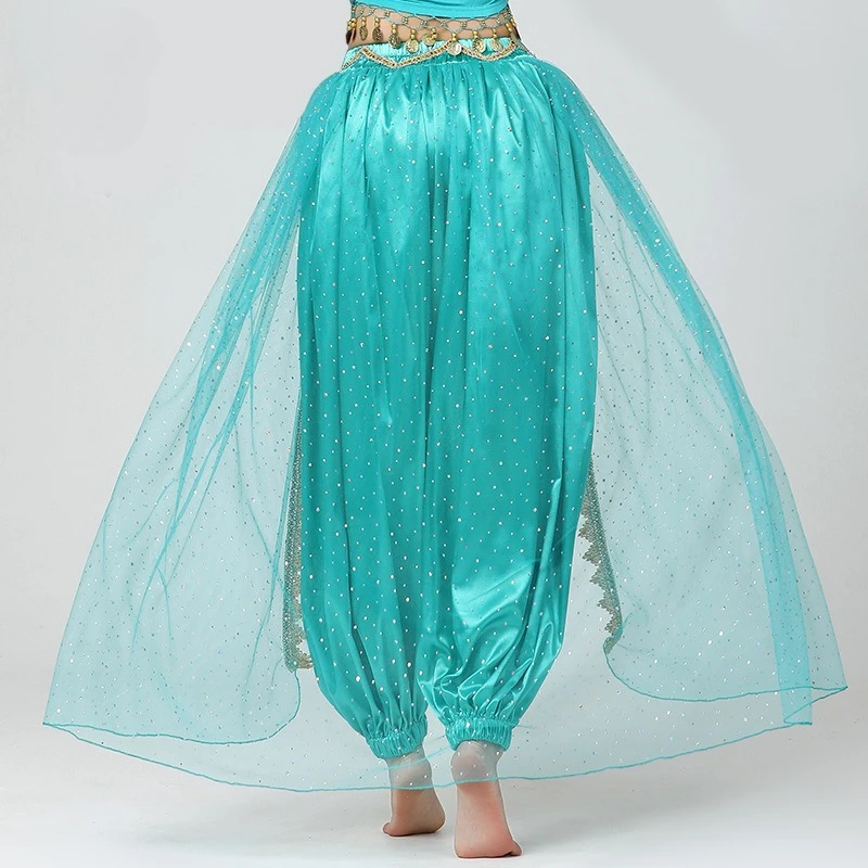 Belly Dance Costume Netted Lantern Pants Stage Performance Outfit Dance Outfit Wide-leg Pants Stage Outfit Sequined Dance Pants