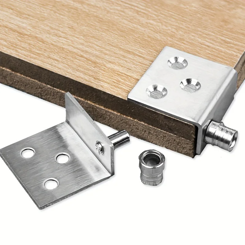 2pcs/set Stainless Steel Hidden Hinge, CT Corner Code Heaven and Earth Pivot Cabinet Door Upper and Lower Hinge