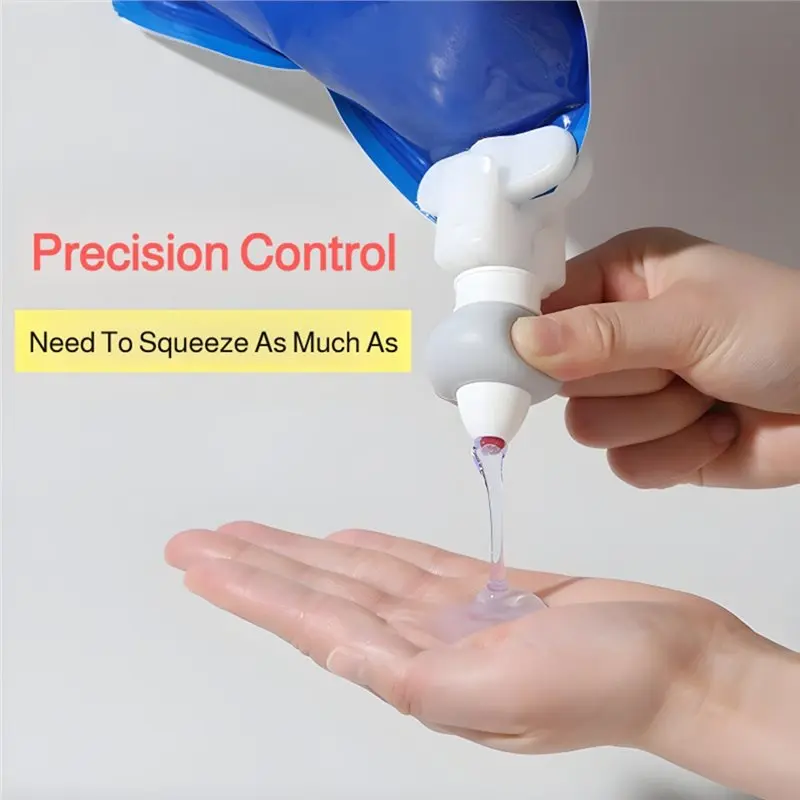 A02F-Refillable Liquid Dispenser For Laundry Detergent, Body Wash, Shampoo - Hanging Pouch Control Flow-Pump Head