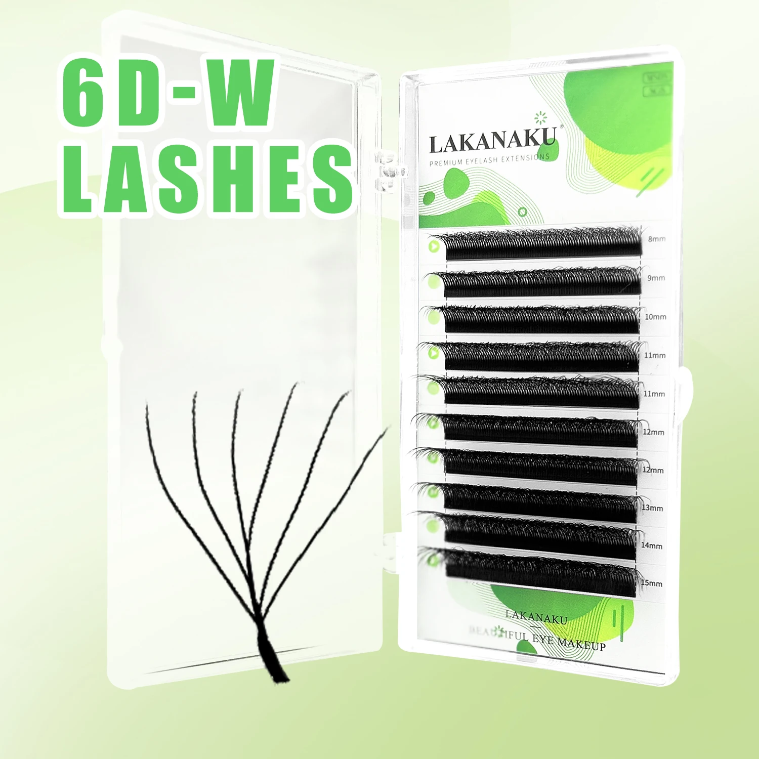 LAKANAKU Automatic Flower Real 6D W Shape Fans Premade Fans Eyelash Extensions Natural Soft Individual Volume Lashes