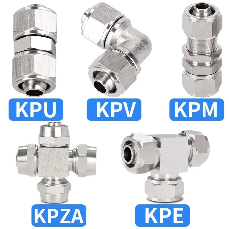 

10pcs Copper Plated Nickel Pneumatic Air Quick Connector KPE PM PU PV For Hose Tube OD 4 6 8 10 12 14 16MM Fast Joint Connection