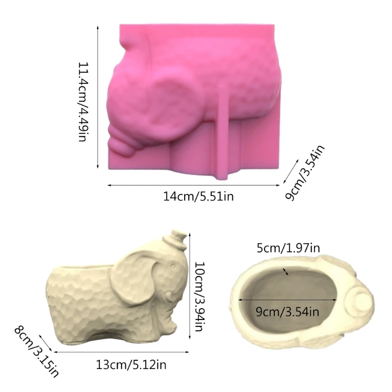 다육 식물 장식을 위한 DIY 실리콘 코끼리 꽃 냄비 보관 상자 금형