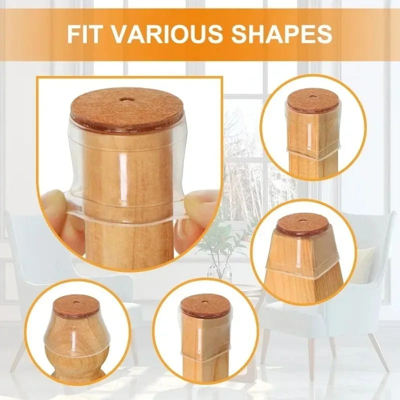 Round Chair Leg Protector Silicone, Chair Leg Pads, Furniture Leg Protector, Non Slip Reduce Noise