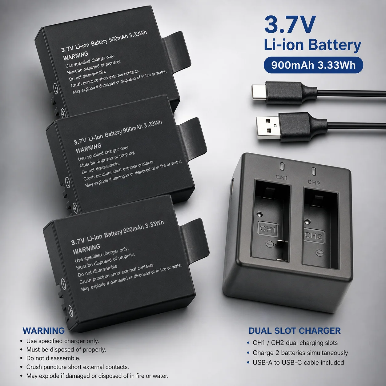 Replacement Camera Battery 3.7V 900mAh with Charger For SJCAM SJ4000 SJ5000 SJ6000 SJ7000 SJ8000 M10 Camera