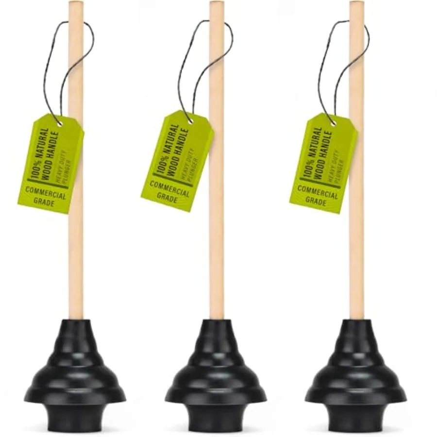 

SteadMax XTS-65-PRO Heavy Duty Toilet Plunger Commercial Grade Powerful Double Thrust Force Rubber Cup with Wood Handle for Clo