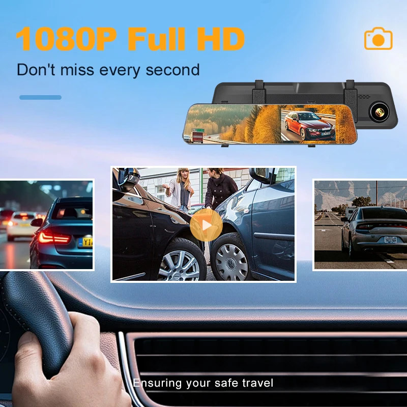 Dash cam Unique 5.5-Inch Driving Recorder Rearview Mirror 1080P HD Screen Front and Rear Dual Recording