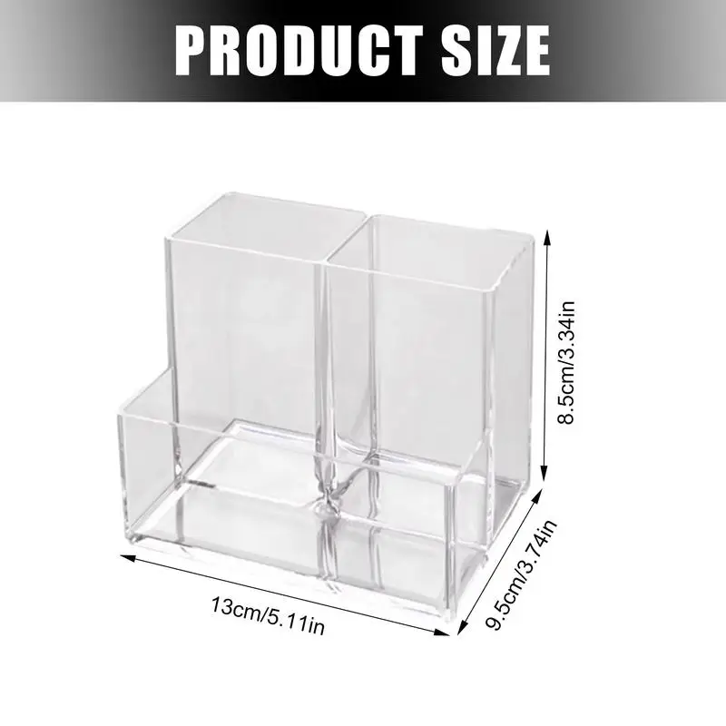 Imagem -06 - Suporte de Lápis Acrílico Transparente Compartimentos Maquiagem Organizador Lápis Cup Pen Container Papelaria Organizador