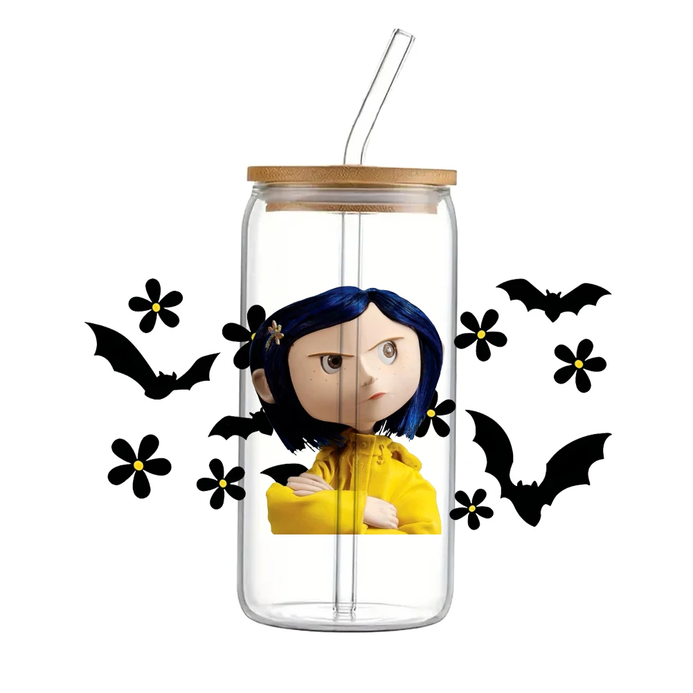 Disney Movie Coraline Cartoon Pattern UV DTF Transfer Sticker Waterproof Transfers Decals For 16oz Glass Cup Wrap Stickers