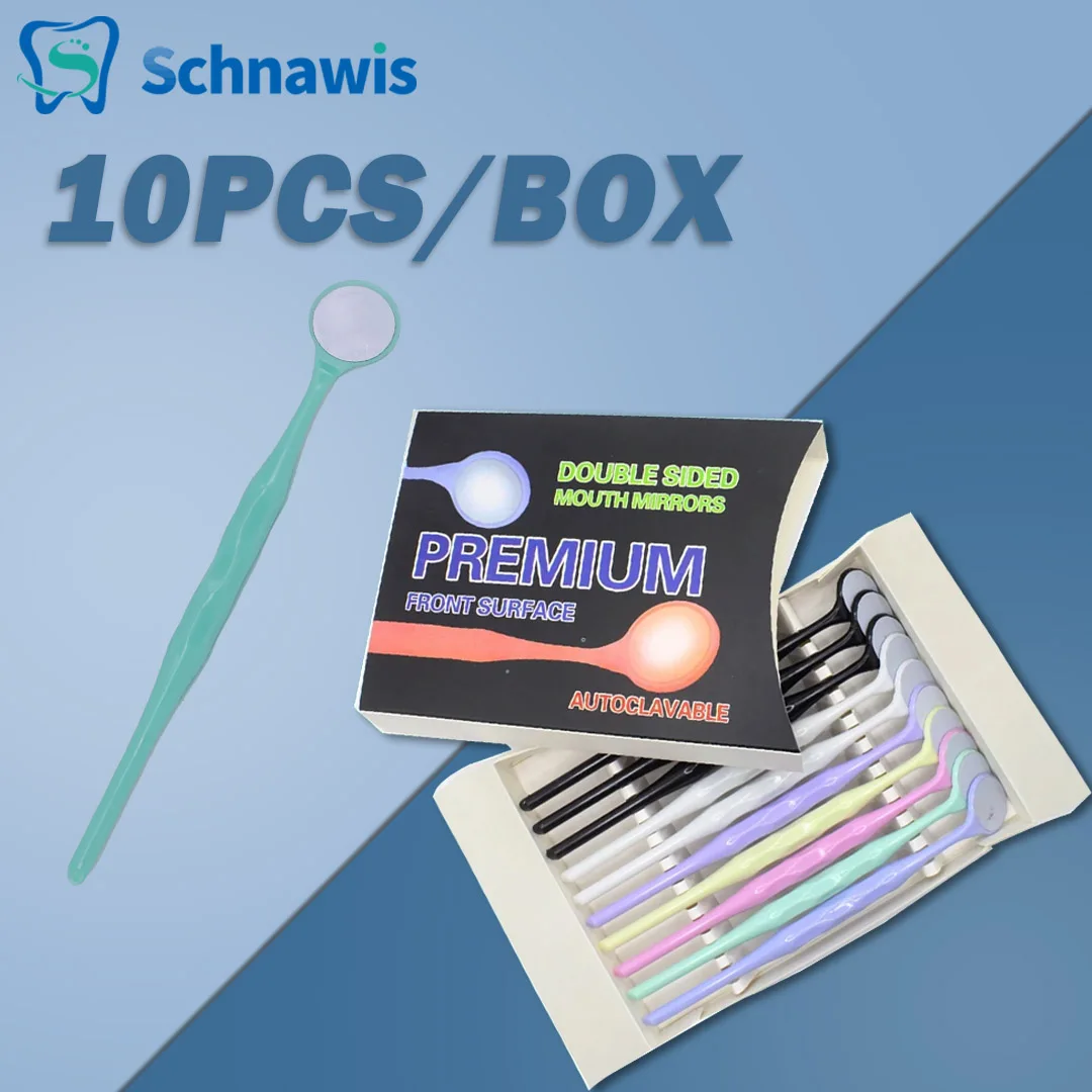 10pcs/Box Dental Double Sided Mouth Mirrors Autoclavable Surface Exam Reflectors With Handle Oral Tooth Whitening Dentist Tool