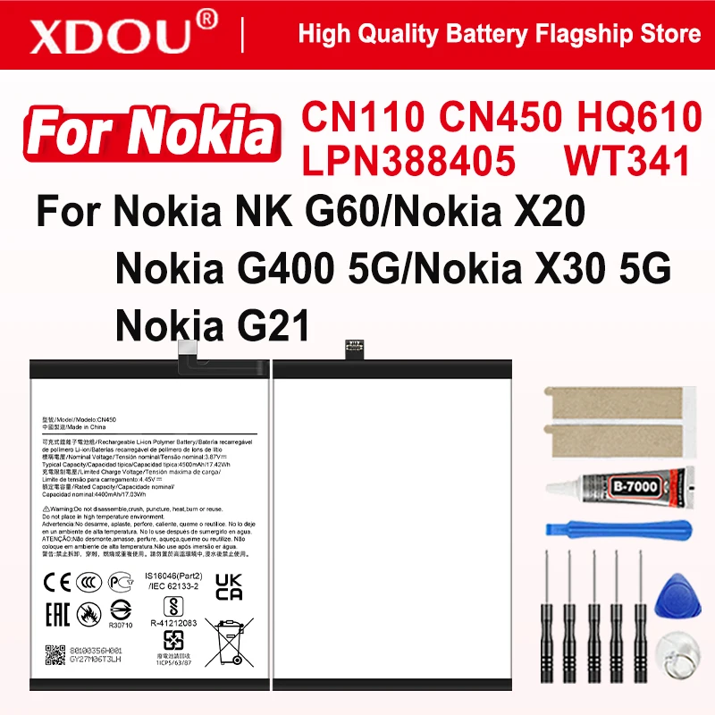 Brand New CN110 CN450 HQ610 LPN388405 WT341 Battery For Nokia X20 5G NKG60 Nokia G400 5G Nokia G21 Phone Batteries+ Free Tools