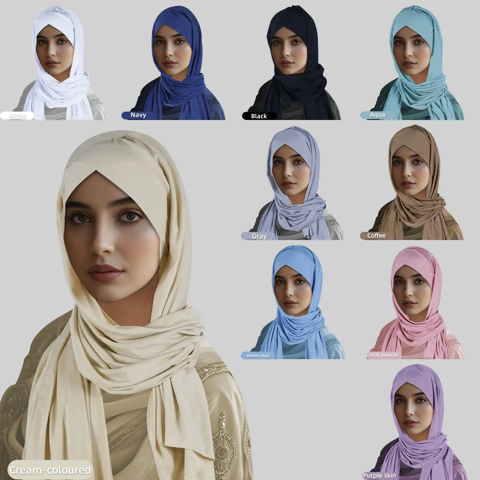 

Модная женская мусульманская шапка мгновенного действия, хиджаб, шали, длинный шарф, Джерси, хиджабы, мусульманские повязки на голову, шарфы, исламская вуаль, Turbante Mujer