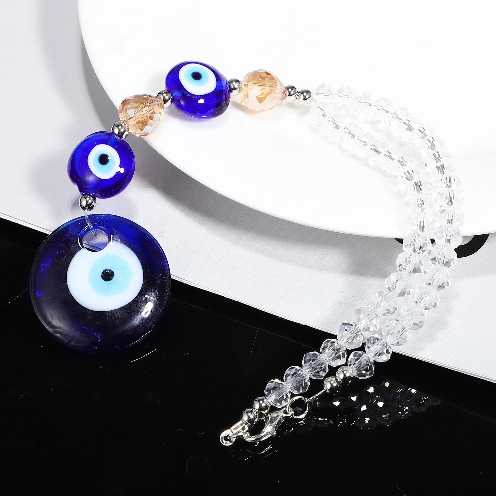 

3Pcs Car Pendants Evil Eye Hanging Decorations for Rearview Mirror Car Interior Backpack Purse Key Hanging Decor