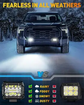 NAOEVO 4 pollici 2 pezzi LED Pod luci spot flood combo LED fendinebbia guida 4x4 fuoristrada luci da lavoro per camion barca ATV UTV Jeep 10 best sales faro di ricerca per barche - №3