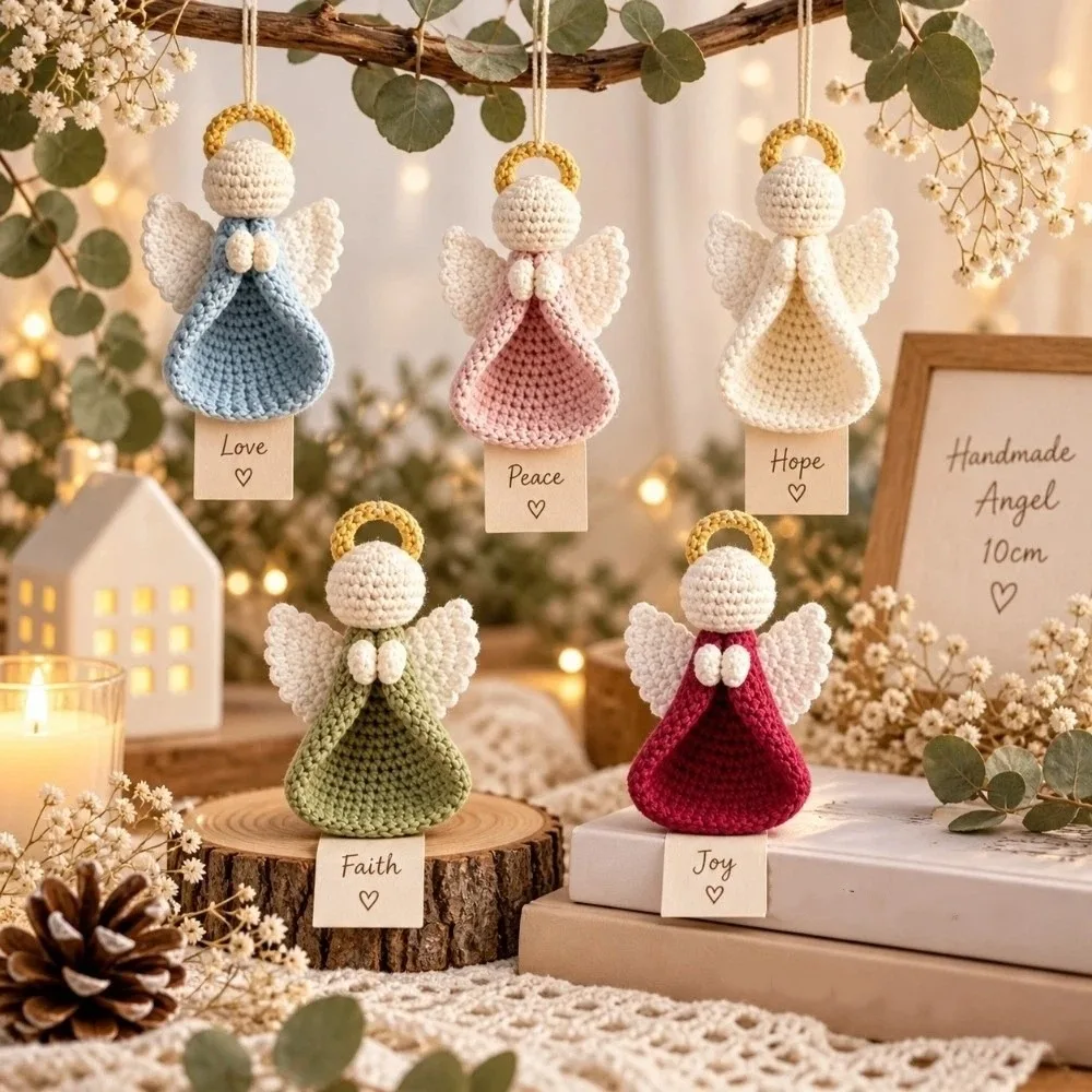 Wings Girl Crochet Angel DIY Kit Cute Beginner-Friendly Knitted Angel Pendant Exquisite Handmade Christmas Decoration