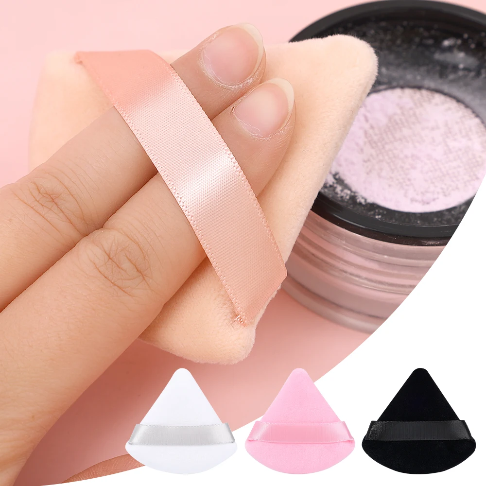 Pink Triangle Velvet Powder Puff Make Up Sponges for Face Contouring Shadow Seal Cosmetic Foundation Loose Powder Makeup Tools