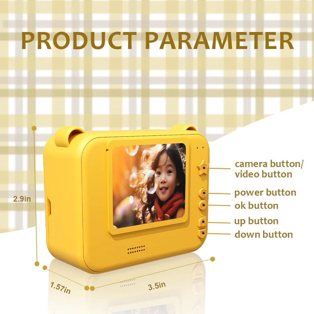 Kids Print Camera, 1080P HD Screen,1500mAh lithium battery USB charge Photo & Video & Game, Perfect Family Gathering Gifts
