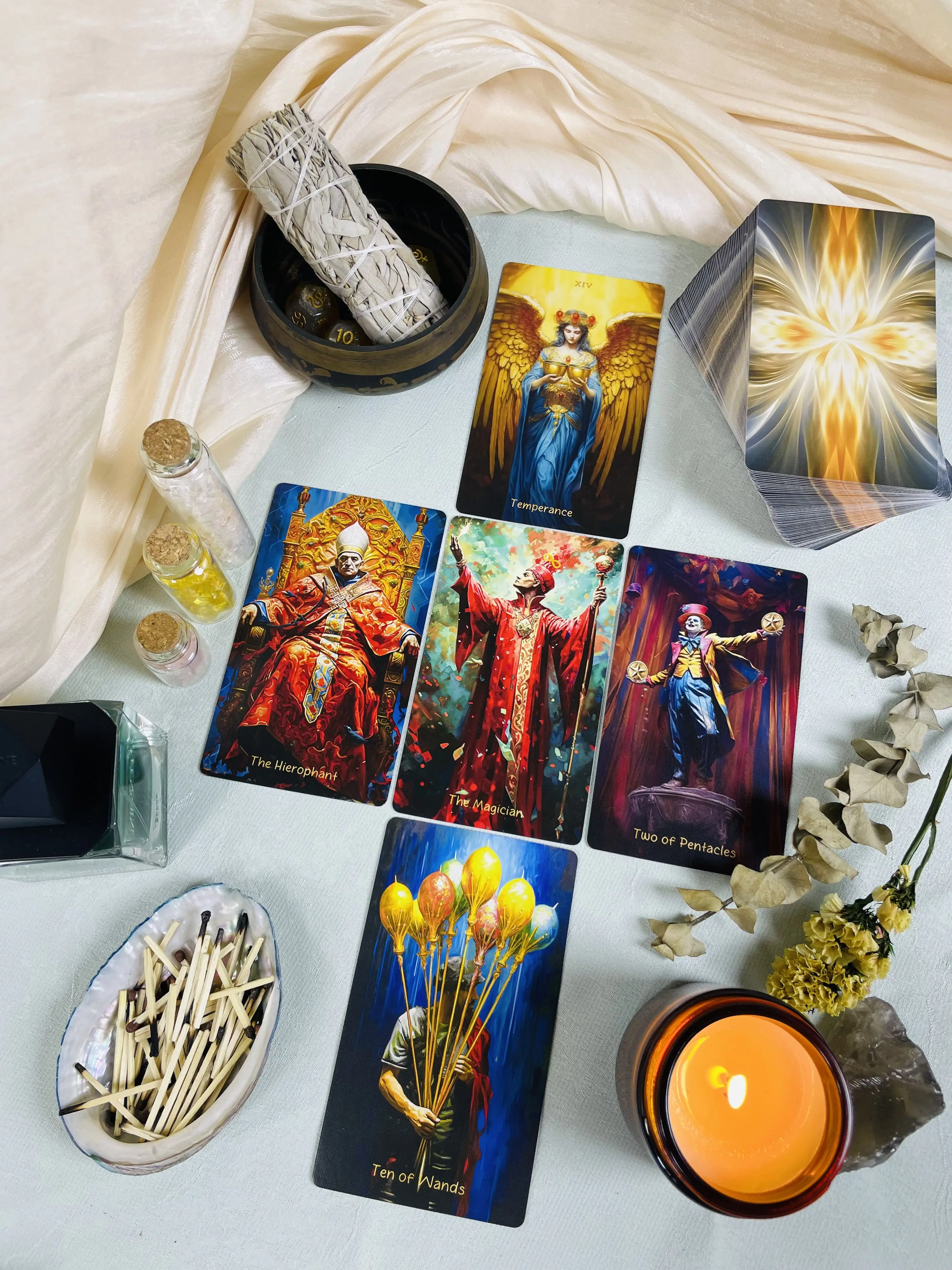 

Beginner Tarot Rider Waite Oracles Deck 78 Genuine Professional Kingdom of Light Tarot Deck English Spanish Russian Women Gift