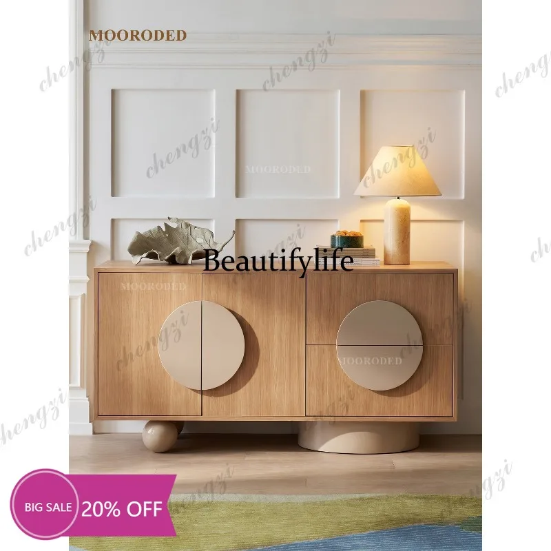 02A Medieval style dining side cabinet, natural log wind side cabinet, French retro storage cabinet