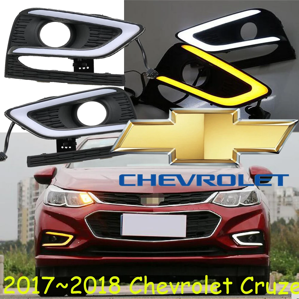 one set 2015 2016 2017year for Chevrolet Cruze daytime light car accessories LED DRL headlight for Cruze fog light