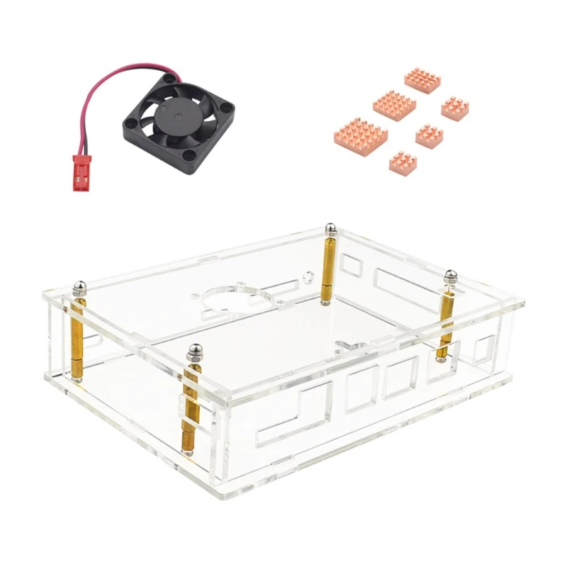 Y1UB Acrylic Cooling Case Enclosure with Metal Heatsink For Banana Pi For BPI F3 Board Cooling Fan Box Ensures Stable