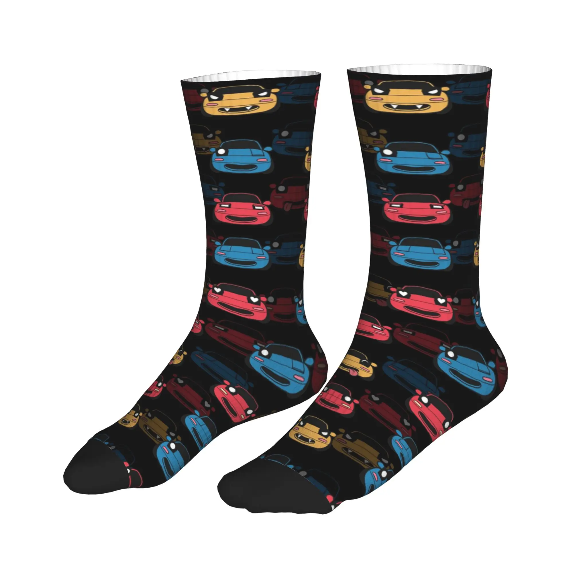 

All Seasons Stockings Cute Miata Face Sport Socks Crazy Middle Tube Socks for Men Women Gifts