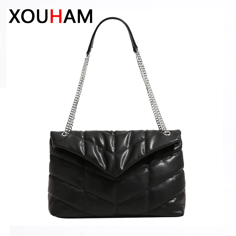 

XOUHAM Women Shoulder Bag Big Capacity PU Leather Underarm Purse European American Styles Ladies Crossbody Bags Chain Handbag