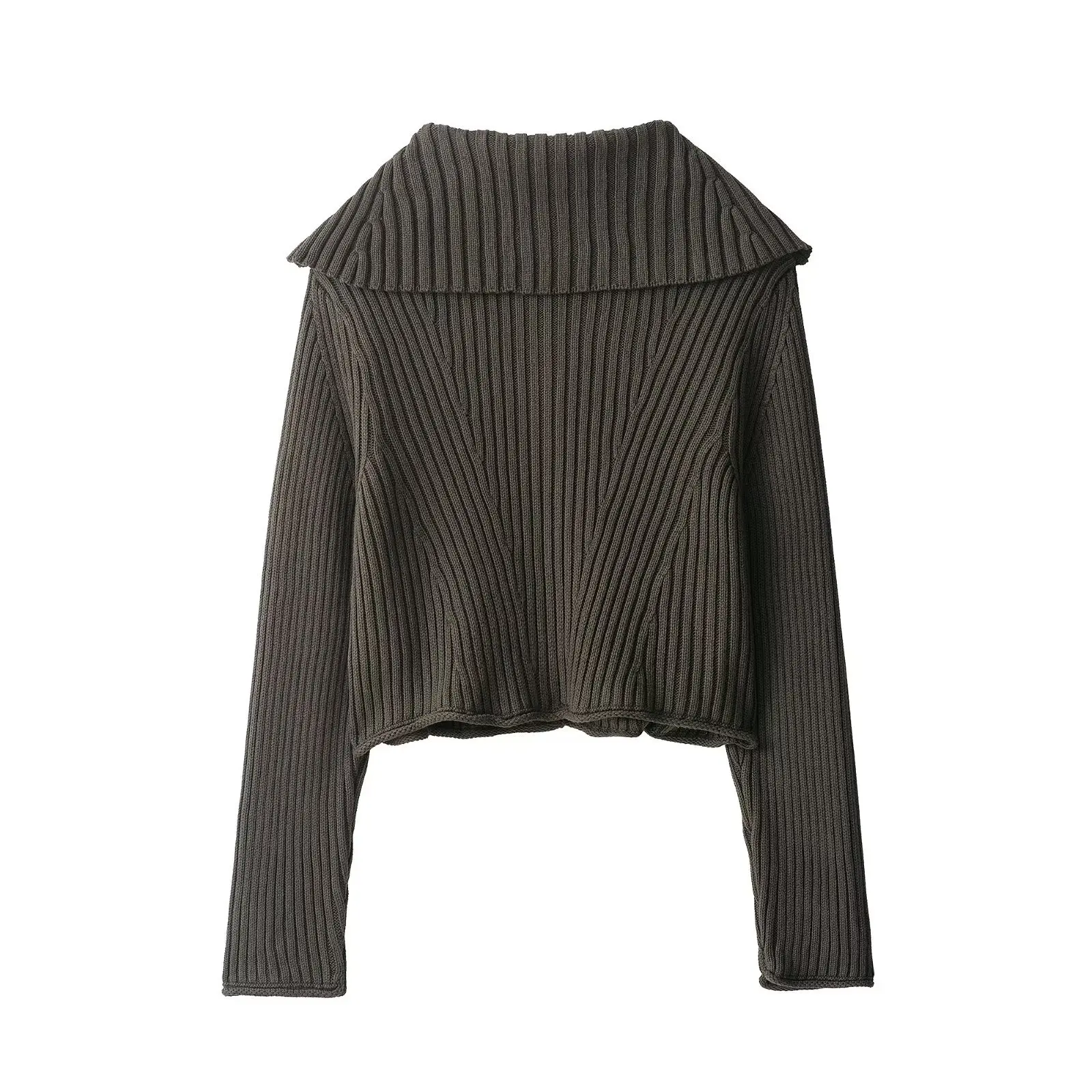 Feminino casual turn-down colarinho sólido malha cardigans 2025 outono novo único breasted grosso curto camisola cardigan feminino malhas