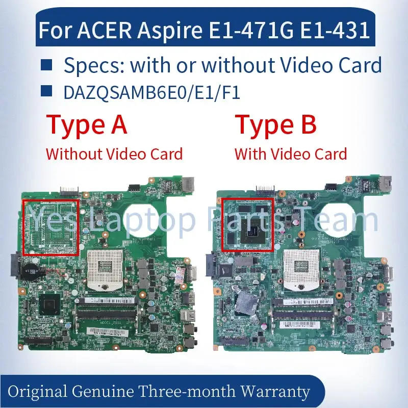 DAZQSAMB6E0 DAZQSAMB6F1 For ACER Aspire E1-471 E1-431 E1-431G E1-471G Laptop Mainboard DAZQSAMB6E1 SLJ8C Notebook Motherboard