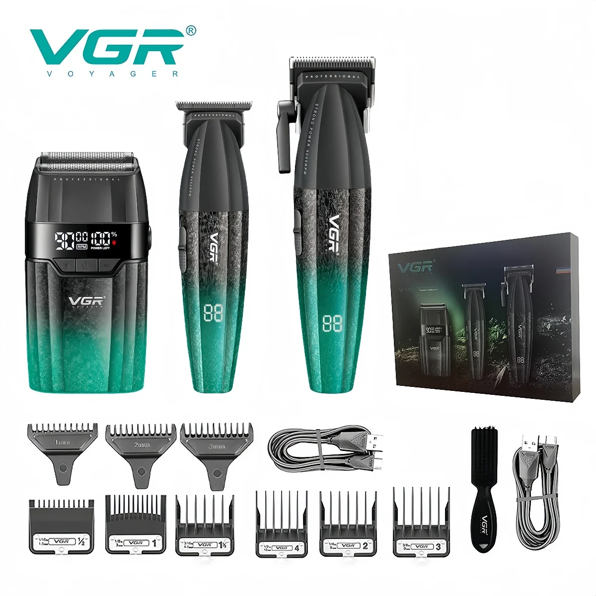 VGR Haartrimmers Verbeterd Professioneel Kapmachine Bestseller Verstelbaar 9000 RPM LED Elektrische tondeuse Hot Sale Metaal Haartrimmer voor mannen Beste V-640 s3