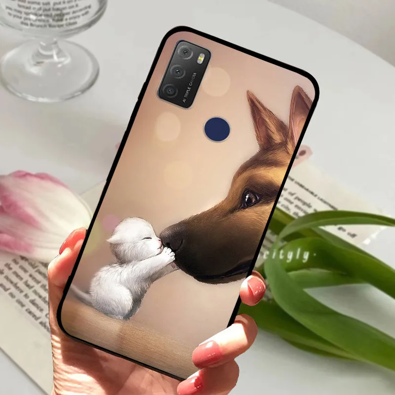 For TCL 20E Case 6125F 6156D Cool Animal Cartoon Soft Silicone Funda for TCL 20Y Phone Cover TCL20E Black Coque 6125D 6125H Capa