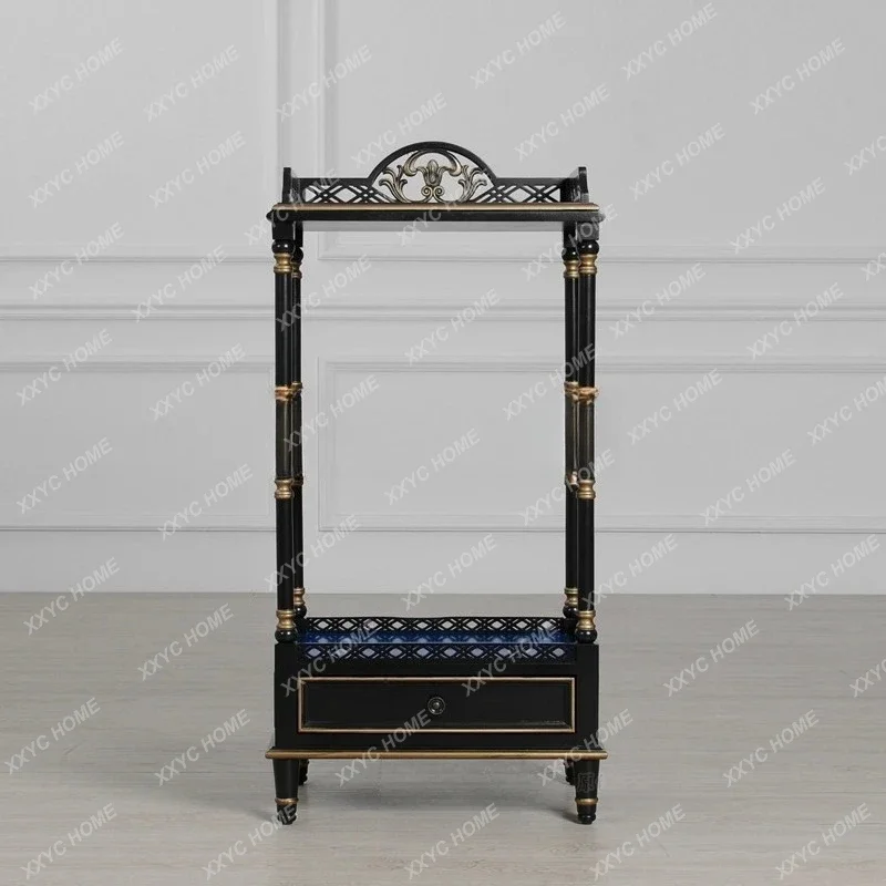 A  Mix and match blue and black painted retro three-layer bookshelf classical display bogu shelf shelf shelf