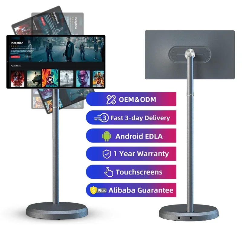 Flat Screen Tv 21.5 Inch Touch Screen Portable Tv Smart Mobile Television Rechargeable Wireless Smart Tv with Stand 4GB+64GB