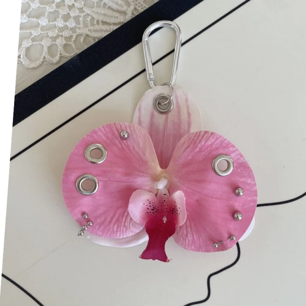 Creative Simulation Flower Orchid Lily Keychain Backpack Decoration Gifts Flower Bag Pendant Colorful Butterfly Orchid Keychain