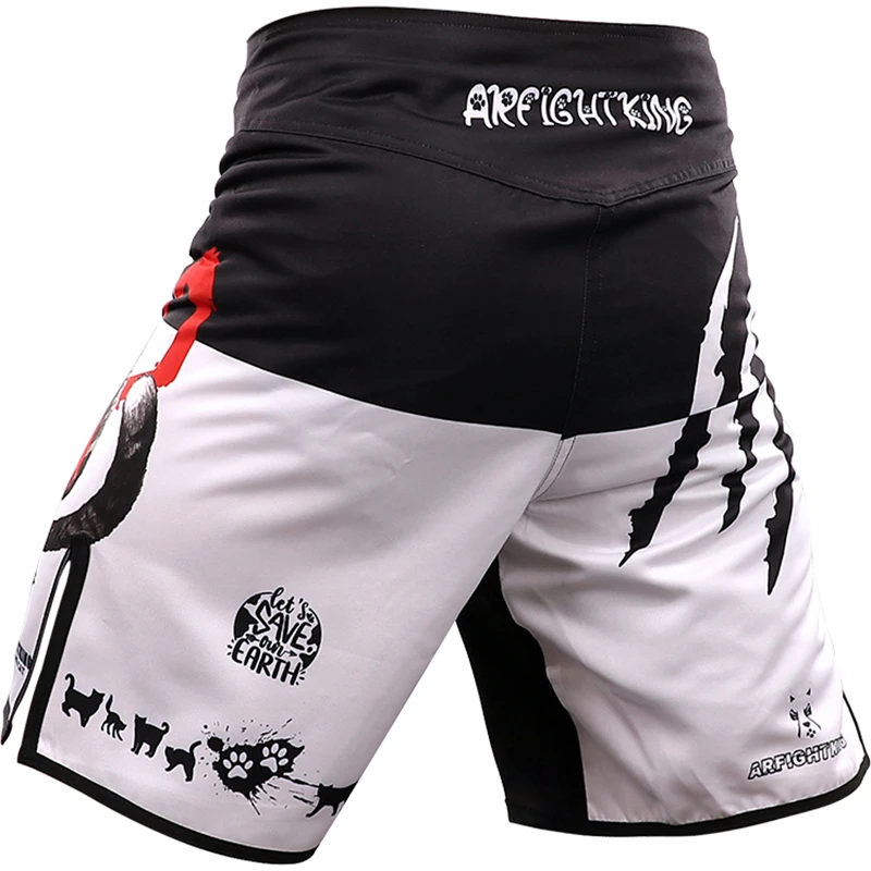 ARFIGHTKING  Men Cat Thai Shorts Boxing Shirts Fitness Training BJJ Kickboxing Shorts Kids MMA Muay Thai Grappling Trunks