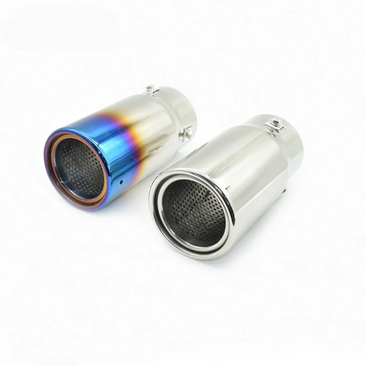 

Car Tailpipe Modification Single Nozzle Stainless Steel Muffler Blue Nozzle Exhaust Pipe