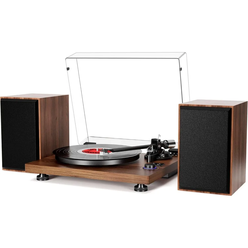 Bluetooth USB, Record Player with Speaker, Dual Compact Stereo System, Adjustable counterweight Magnetic Cartridge, RCA Output