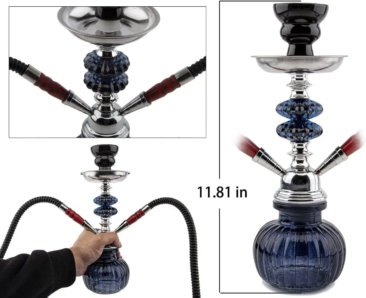 Hot Selling Hookah Shisha Small Double Pipe Tubes Hookah Shisha Bottle For Bar Home Full Set  Arabic Hookah