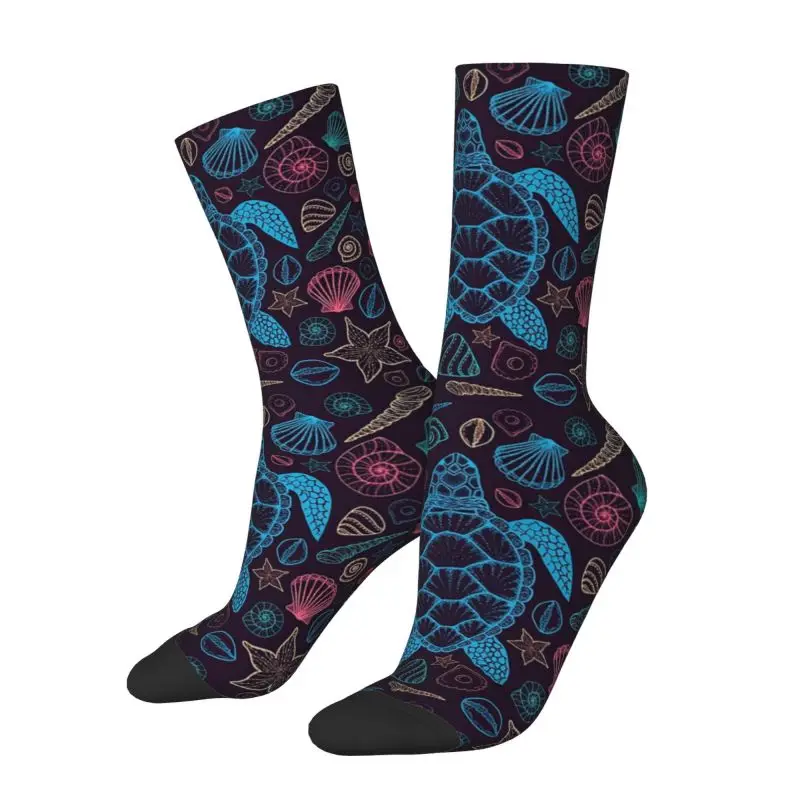 Colorful Turtles With Shells Dress Socks Men Women Warm Fashion Ocean Animal Crew Socks