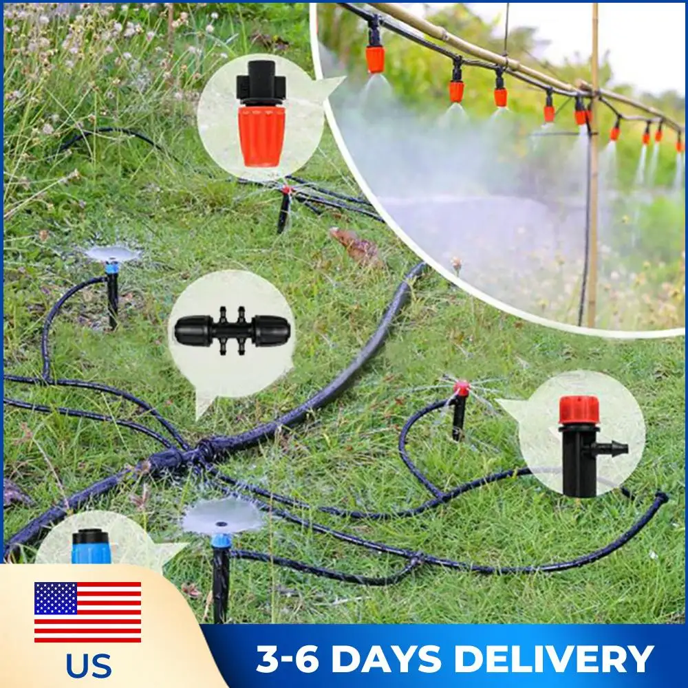 

200FT Quick-Connect Drip Irrigation System Kit with 1/4 Inch 1/2 Inch Irrigation Tubing Hose Patio Misting Plant Watering System