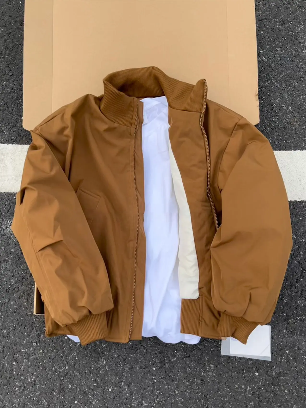 Thickened Fleece Short Cotton Jacket Stand Collar Unisex Autumn Winter Warm Casual Style Zipper Closure Long Sleeve Coat