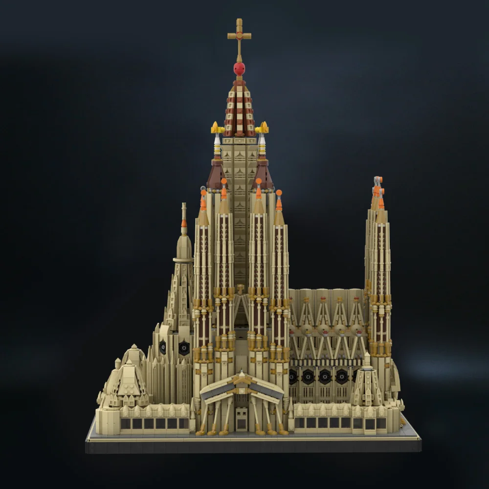 Moc ชุดบล็อกตัวต่อพระราชวังสเปน Sagrada Familia สไตล์สเปนบ้านโบสถ์บ้านอิฐที่อยู่อาศัยของเล่นแบบทำมือของขวัญสำหรับเด็กวันเกิดเด็ก