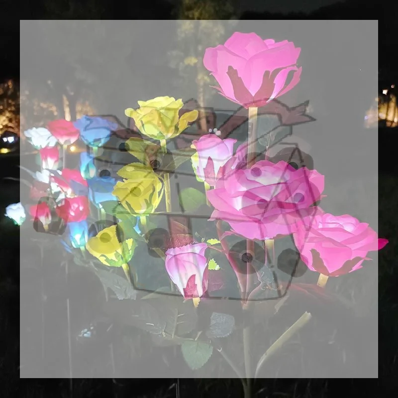 【CC】Solar Powered Rose Lights With Color Changing LED And Waterproof Design Perfect For Outdoor Garden Yard Decoration
