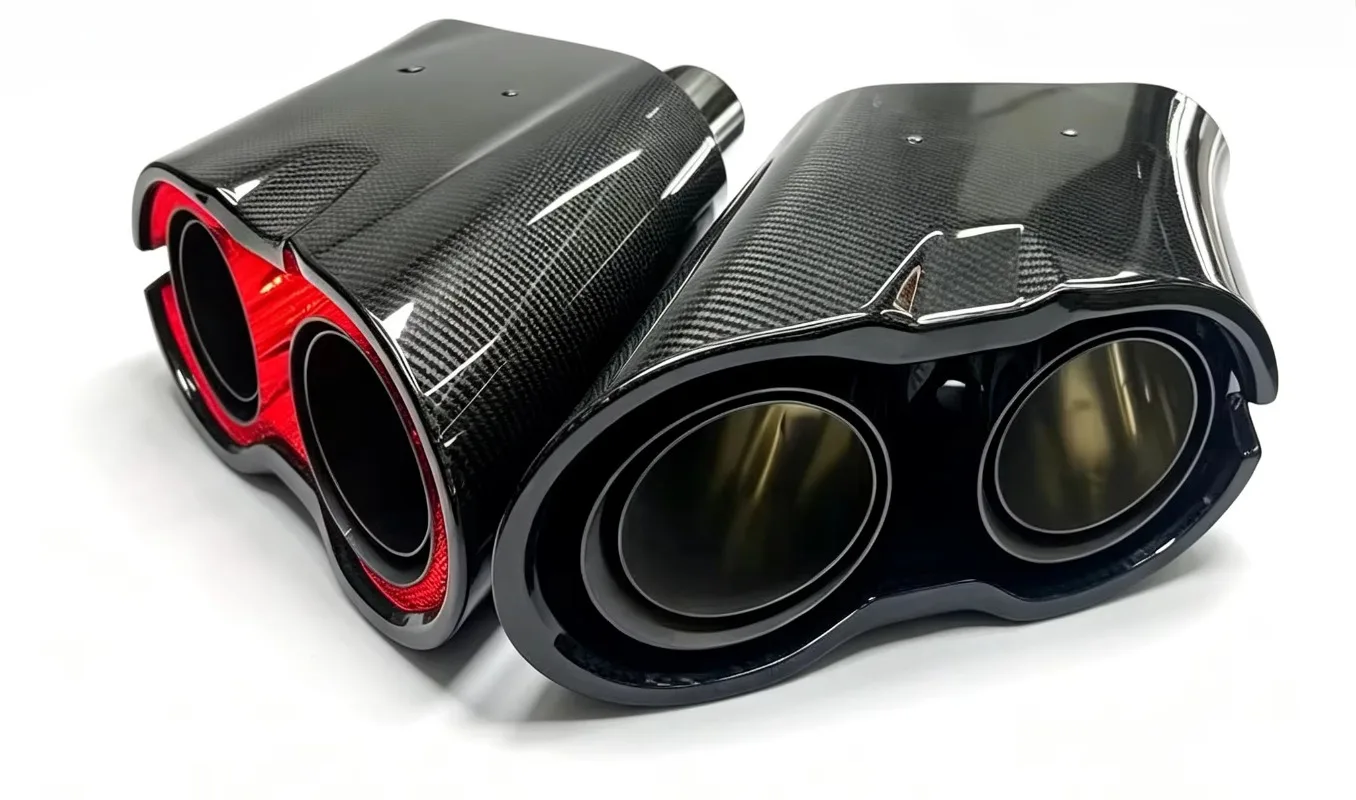 For Mercedes-Benz G-Class W463A W464 G500 G550 G63 for AMG G65 LED Missile Style Carbon Fiber Exhaust Tips, Direct Bolt-On, in S