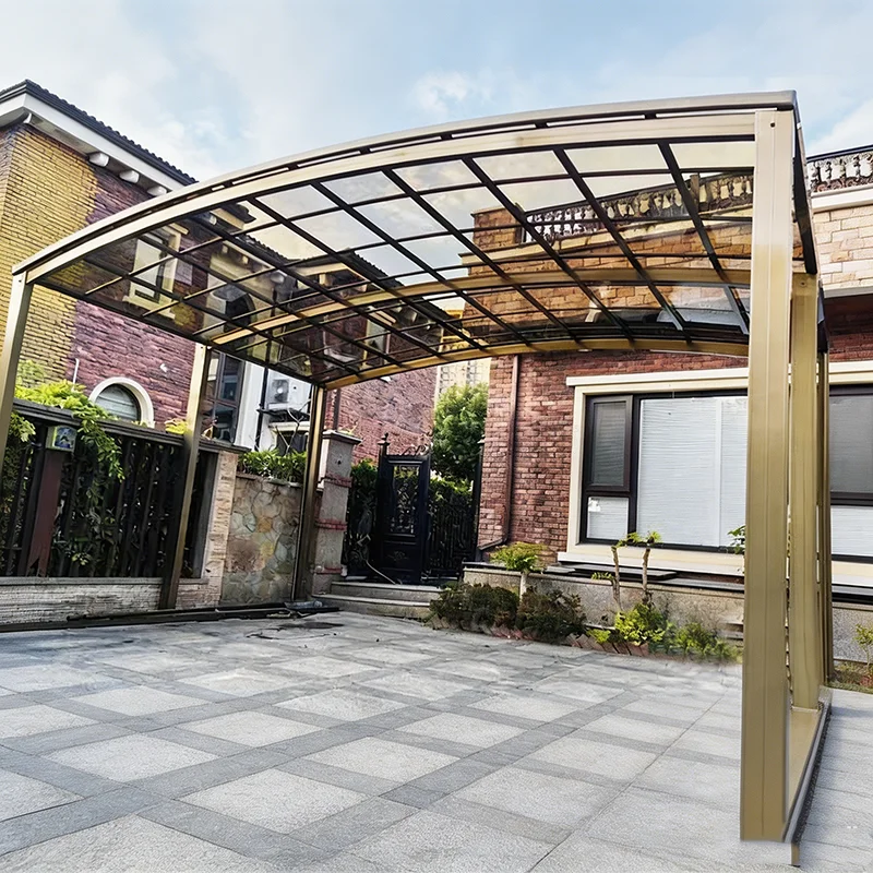 Single Slope Aluminum Alloy Carport Kit Waterproof Metal Car Park Canopy PVDF Outdoor Garage Awning Shelter for Two Cars