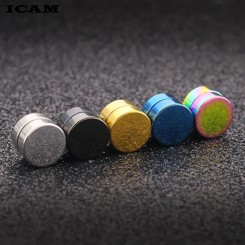 ICAM Unisex Magnetic Barbell Titanium Steel Men Earrings Punk Anti allergy no Piercing Ear Stud Male fashion Jewelry Best Gifts