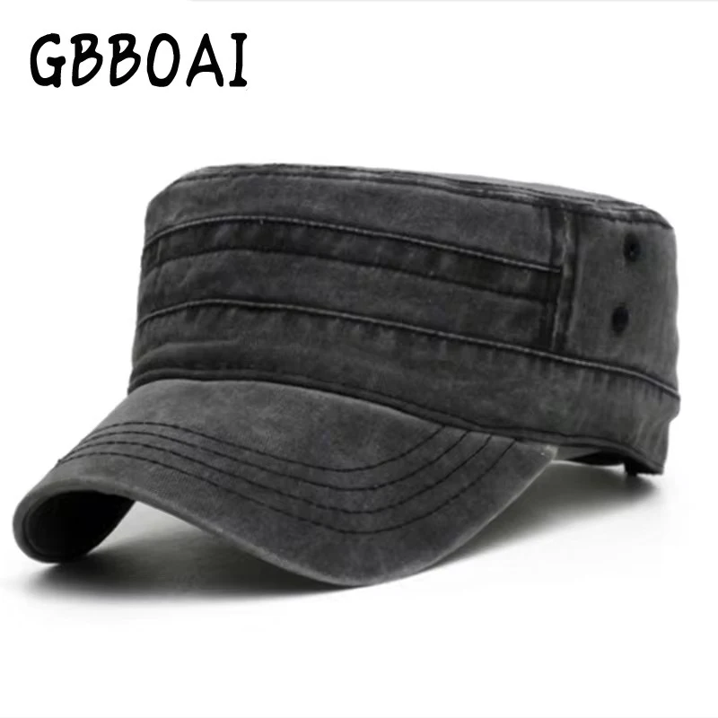 Washed Denim Black Cap For Men Cotton Flat Hat Outdoor Casual Dad Hats Adjustable Women Baseball Caps Male Dropshipping